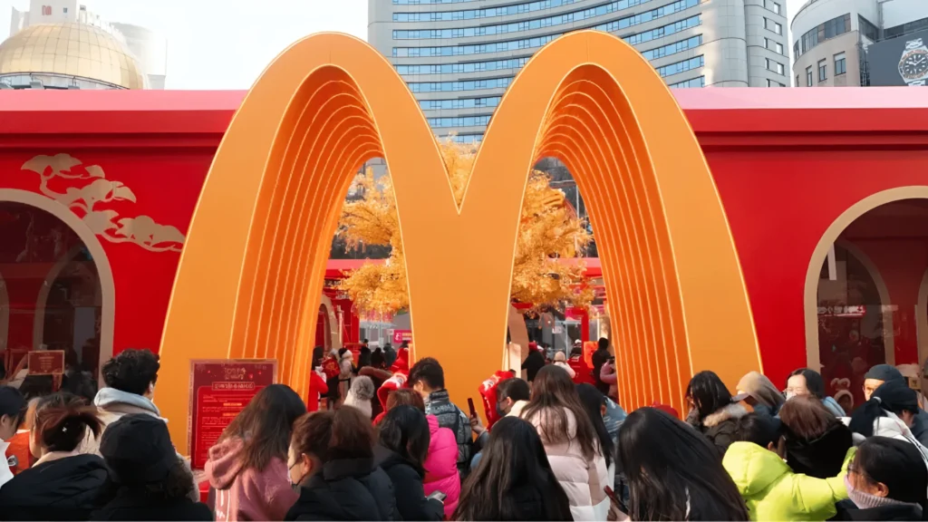 Attendees are participating in a McDonald's New Year event in Shanghai, China, on January 25, 2024.